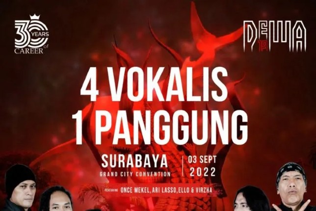 Poster konser perayaan 30 Tahun Berkarya Dewa 19.